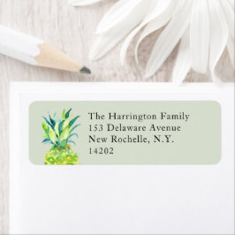 Hand-Painted Pineapple Sage Green Return Address Returadress Etikett