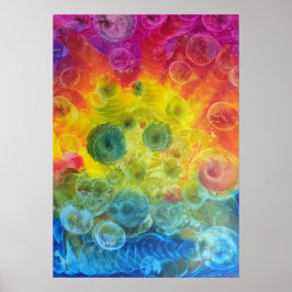 Hand Painted Rainbow Abstract Art Gouache Poster