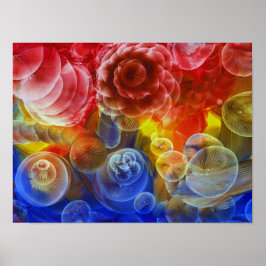 Hand Painted Rainbow Bubble Abstract Art Poster