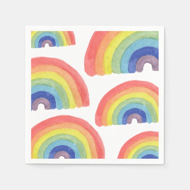 Hand Painted Rainbow Napkins Pappersservett (Framsidan)