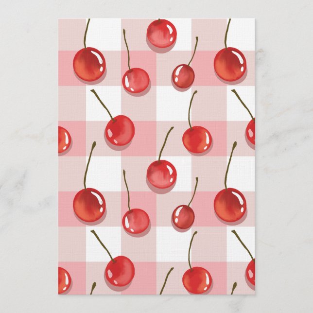 Hand-Painted Red Cherries Seamless Pattern Inbjudningar (Framsida)