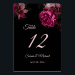 Hand Painted Roses Dark Moody Floral Wedding   Bordsnummer<br><div class="desc">Fine art dark moody hand painted roses wedding table numbers card.</div>