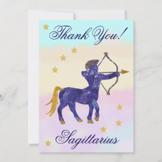 Hand-Painted Sagittarius Birthday Thank You Tack Kort
