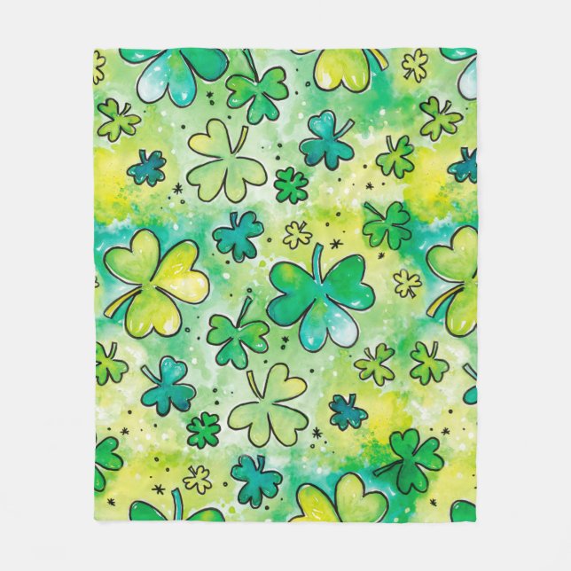 Hand-painted shamrock pattern featuring water colo fleecefilt (Framsidan)