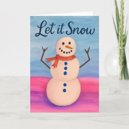 Hand-Painted Snowman Holiday Greeting Kort
