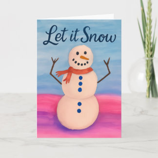 Hand-Painted Snowman Holiday Greeting Kort