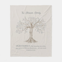 Hand Painted Tree Custom Family Quote Gray Beige Fleecefilt