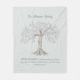 Hand Painted Tree Custom Family Quote Light Gray Fleecefilt
