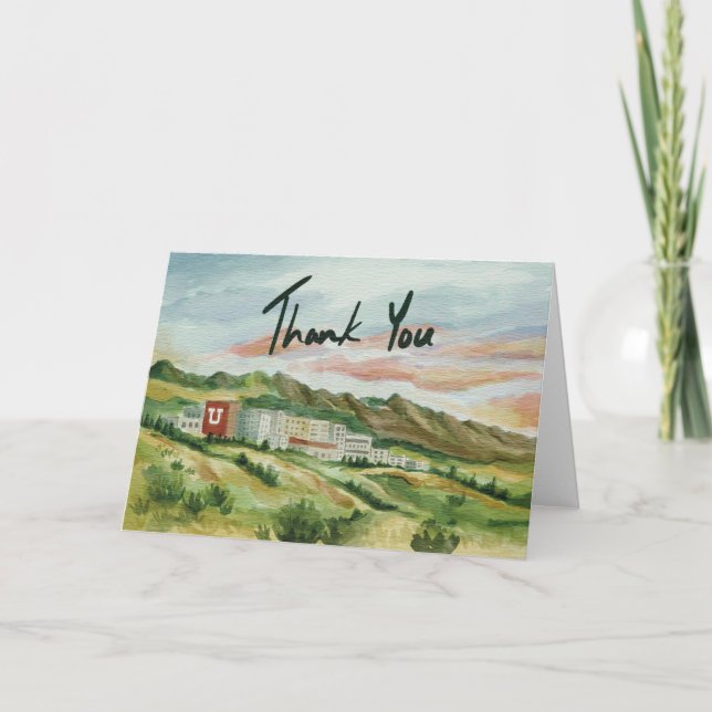 Hand-Painted University of Utah Thank You Card Tack Kort (Framsida)