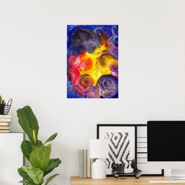 Hand Painted Vibrant Abstract Gouache Art Poster (Hemmakontoret)