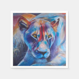 Hand Painted Wild Cat Portrait Pappersservett