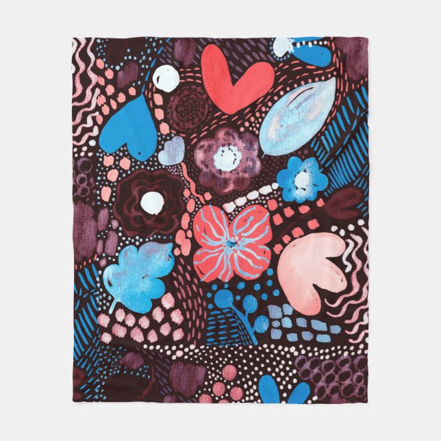 Hand Painting Abstract Watercolor Sketch Doodle Fl Fleecefilt (Framsidan)