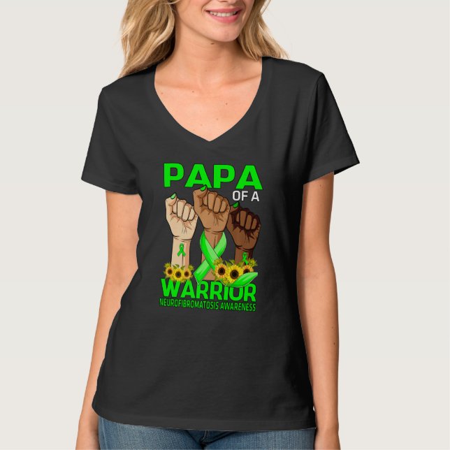 Hand Pappa i en krigares medvetenhet om neurofibro T Shirt (Framsida)