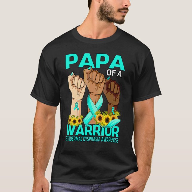 Hand Pappa i en Warrior Ectodermal dyspasi Awaren T Shirt (Framsida)