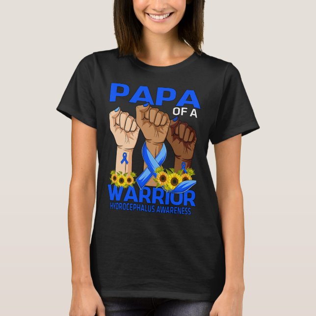 Hand Pappa i Warrior Hydrocephalus Awareness Sol T Shirt (Framsida)