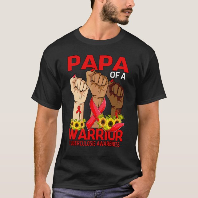 Hand Pappa i Warrior Tuberculosis Awareness Sunf T Shirt (Framsida)