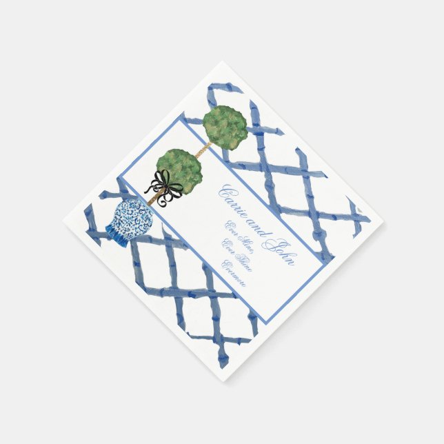 Hand Pavisserligen målat Topiary Chinoiserie Ginge Pappersservett (Hörn)