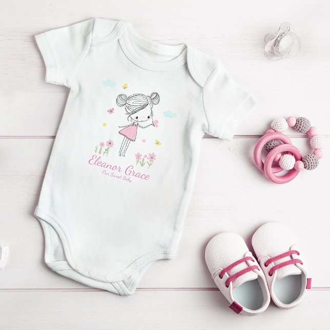 Hand Pawarated Sweet Girl - Rosa Baby Bodykostym T Shirt (Skapare uppladdad)