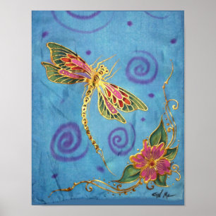 Hand Pawarded Silke Dragonfly Poster av Cyn Mc