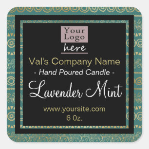 Hand Pered Candle Elegant Your logotyp Fyrkantigt Klistermärke
