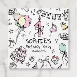 Hand plockade 1:a födelsedag gåvor etiketter