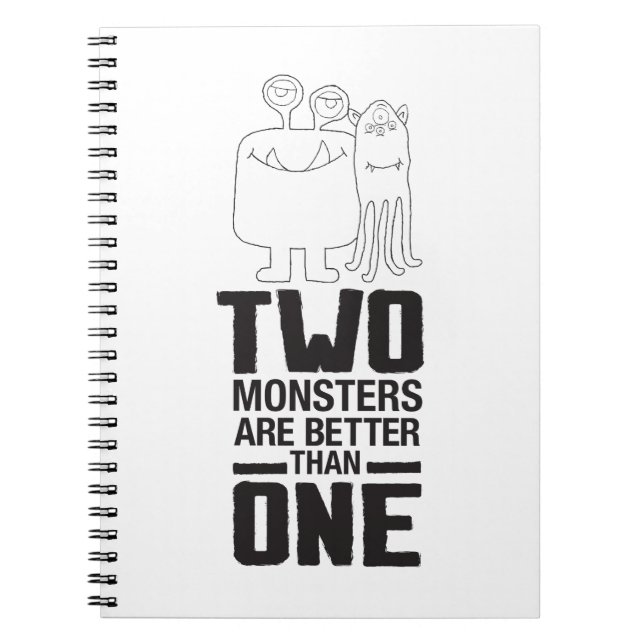 Hand plockade 2 Monster Art Monster Halloween Art Anteckningsbok Med Spiral (Framsidan)