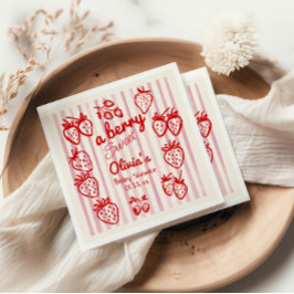 Hand plockade A Berry Sweet Strawbär Baby Shower Pappersservett