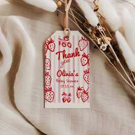 Hand plockade A Berry Sweet Strawbär Baby Shower Presentetikett