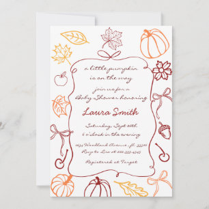 Hand plockade A Little Pumpkin Whimsical Baby Show Inbjudningar