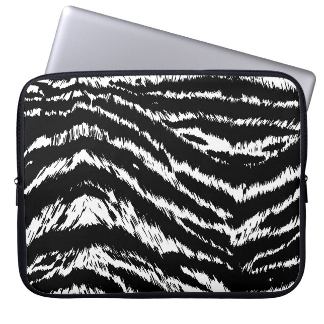 Hand plockade Abstrakt 2 Färg Zebra ränder Repea Laptop Fodral (Framsidan)