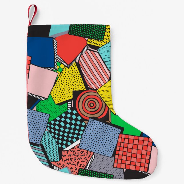 Hand plockade Abstrakt Blocks Struktur Liten Julstrumpa (Framsidan)