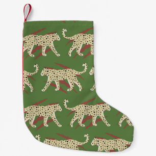 hand plockade Abstrakt Leopard Cheetah med Animal Liten Julstrumpa