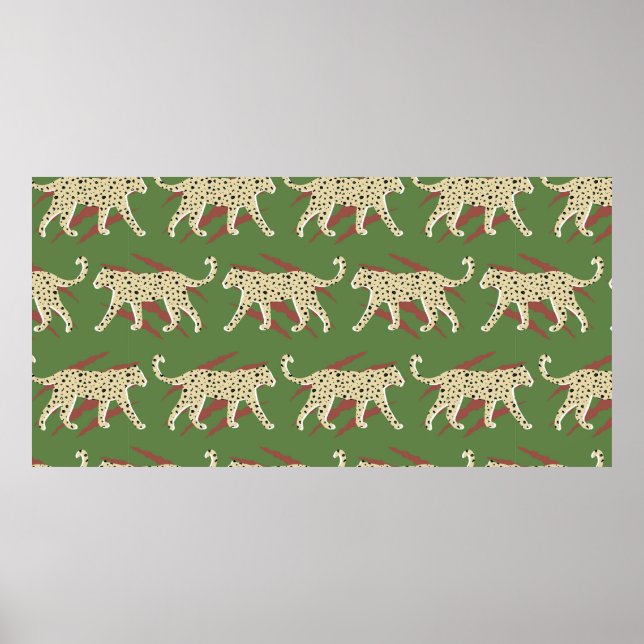 Hand plockade Abstrakt Leopard Cheetah med Animal  Poster (Framsidan)