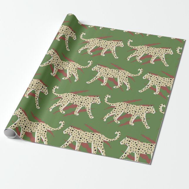 hand plockade Abstrakt Leopard Cheetah med Animal  Presentpapper (Utrullad)