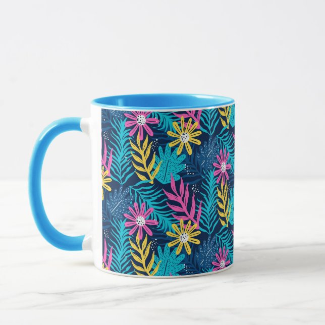 Hand plockade Abstrakt Mönster med växter-86761 Mugg (Vänster)