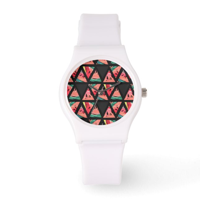 Hand plockade Abstrakt Watermelon Mönster Armbandsur (Framsida)