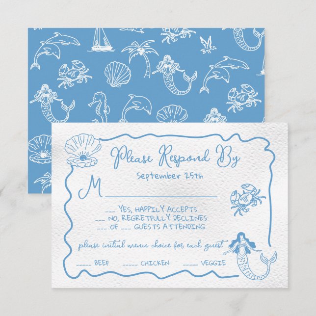 Hand plockade, aktuellt kustområde Bröllop OSA Inbjudningar (Fram/baksida)