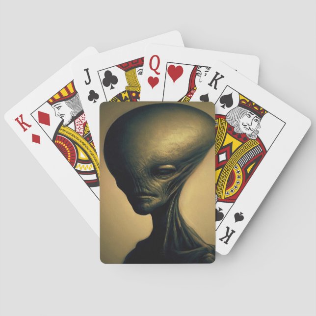 Hand plockade Alien Porträtt Casinokort (Baksidan)