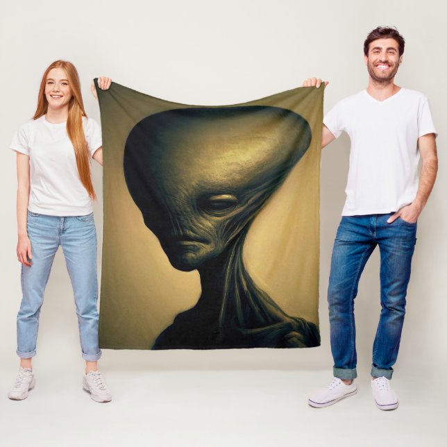 Hand plockade Alien Porträtt Fleecefilt (På plats)