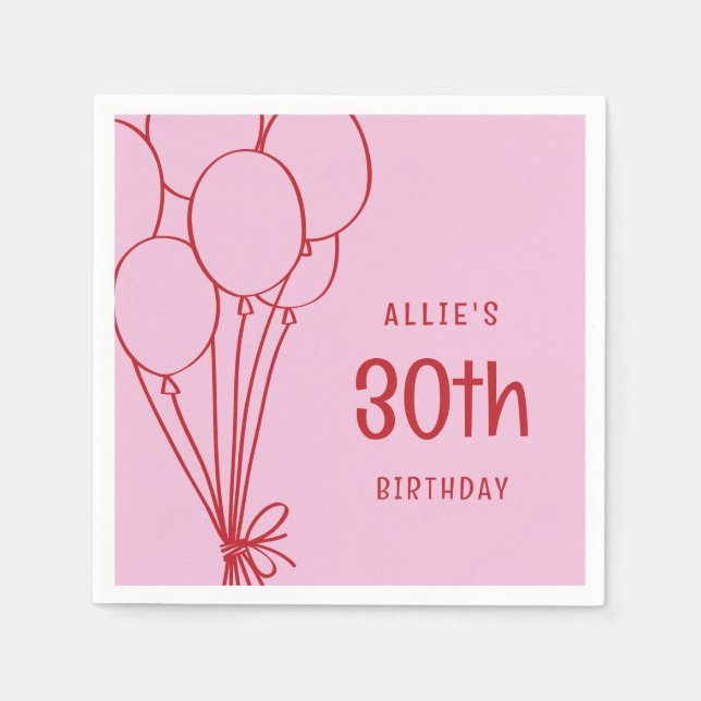 Hand plockade, alla åldrar, födelsedag, Rosa Röd Pappersservett (Framsidan)