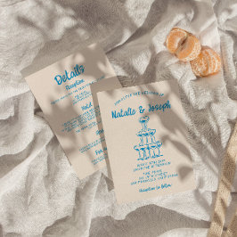 Hand plockade alla i en blå champagne Torn Bröllop Inbjudningar