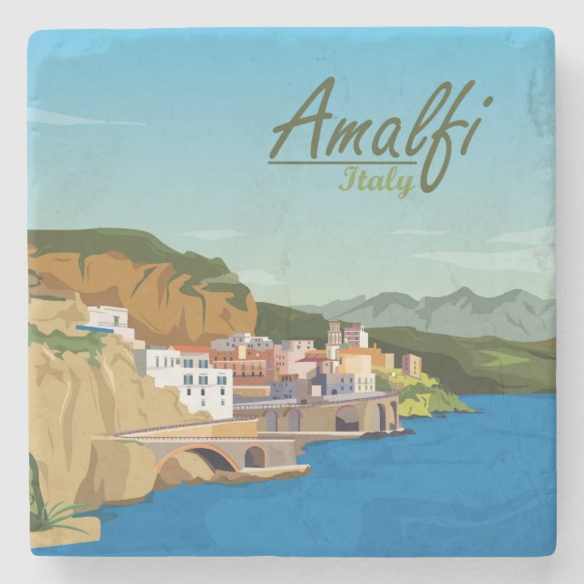 Hand plockade Amalfi-Italien Ligcape Scenery Sketc Stenunderlägg (Framsidan)