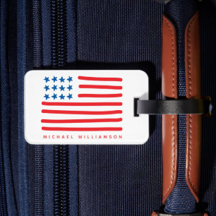 Hand plockade American Flagga PERSONLIG Bagagebricka