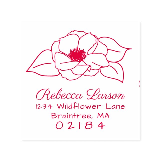 Hand plockade Anemone Flower & Löv Returadress Självfärgande Stämpel (Design)