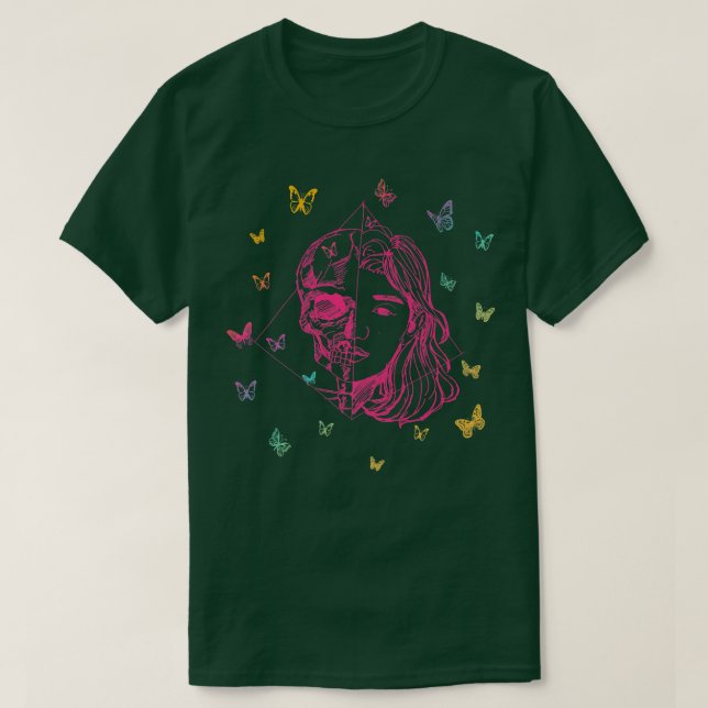 Hand plockade Anime Skelita med Butterflies (2) T Shirt (Design framsida)