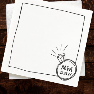 Hand plockade Anpassningsbar Diamond Ring Förlovni Pappersservett