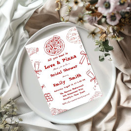 Hand plockade är kärlek och Pizza-Möhippan Inbjudningar