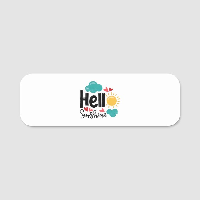 Hand plockade Art - Hej Sunshine Text Namnbricka (Framsida)