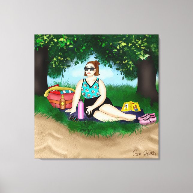 Hand plockade Art | Uppmjukning av kvinnor i Beach Canvastryck (Framsida)