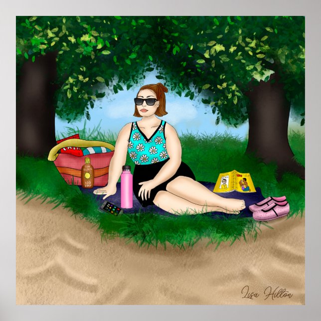Hand plockade Art | Uppmjukning av kvinnor i Beach Poster (Framsidan)